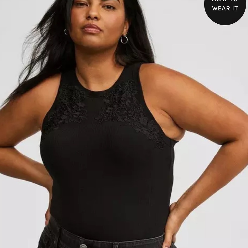 Torrid Black Ribbed High Neck Tank